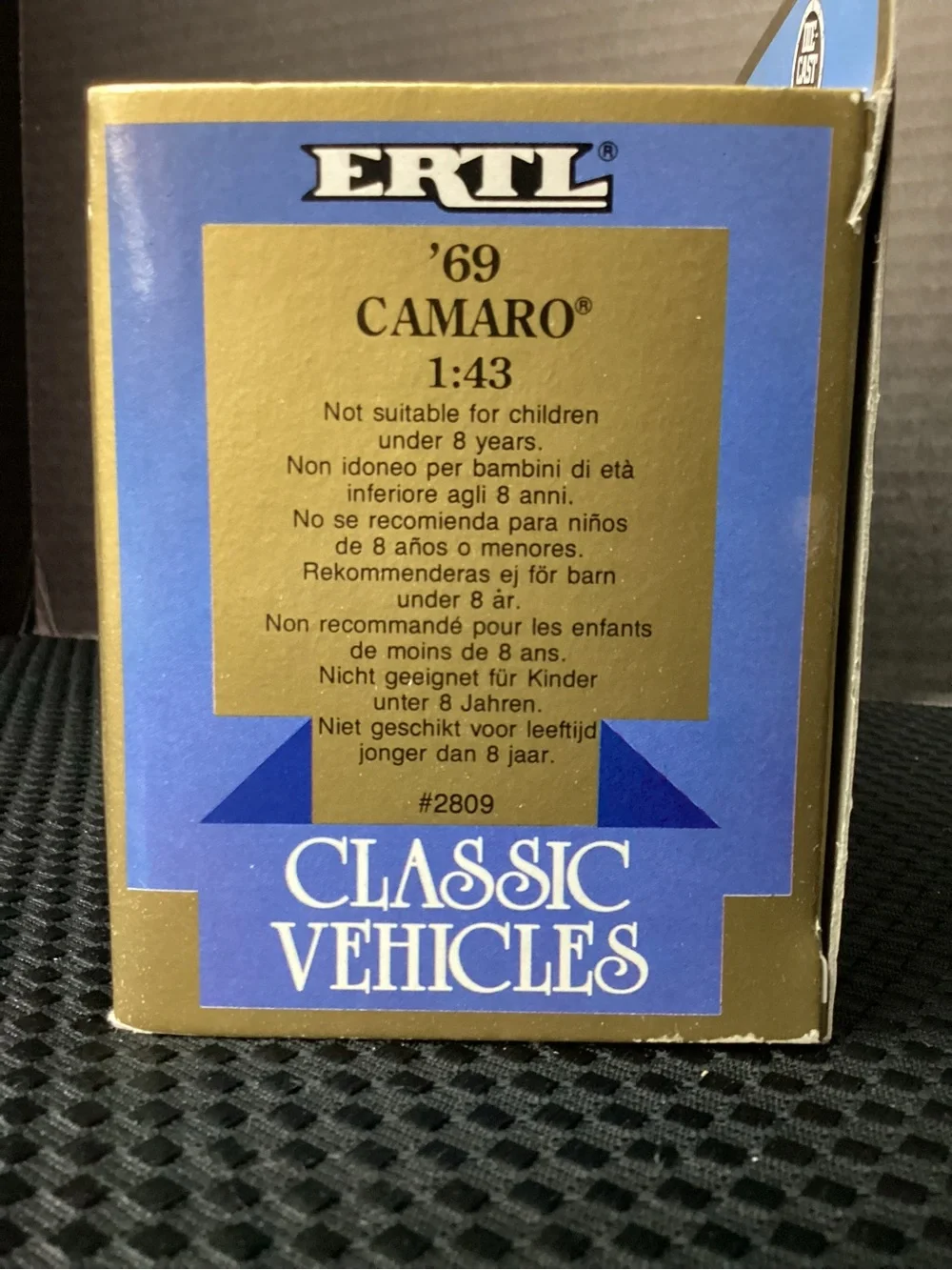 '69 ERTL Camaro 1:43 Scale 1989 Die-Cast Model Car - Blue